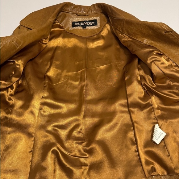 Blendshe women’s 100% leather camel brown blazer jacket sz 36/small Vintage 90’s - Picture 10 of 12